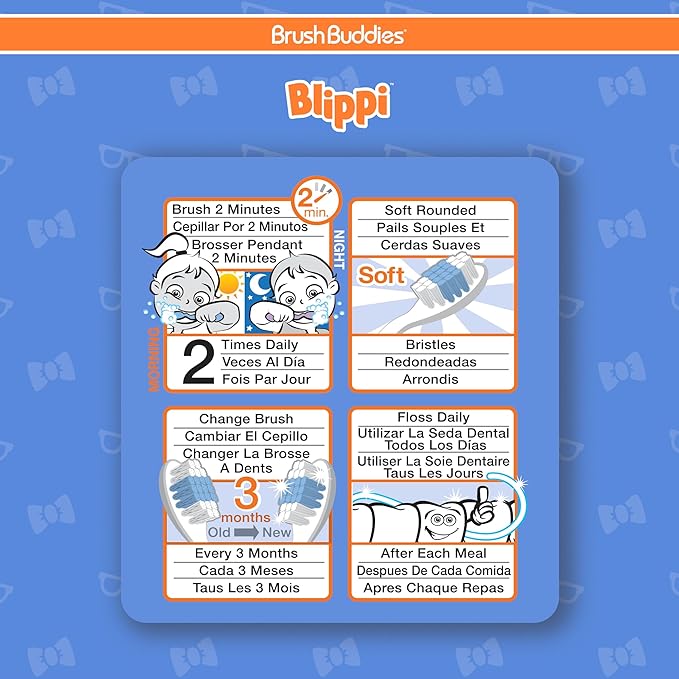 Brush Buddies Blippi Kids Toothbrushes, Manual Toothbrushes for Kids, Toothbrush for Toddlers 2-4 Years, Blippi Childrens Toothbrush, Soft Toothbrushes, 6PK
