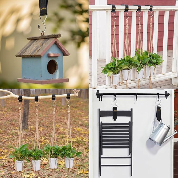 Extension Cord Organizer and Hanger (6-Pack), Trilancer Hook-and-Loop Storage Straps with Metal Hook to Hang on Walls for Cables, Wires, Rope, Hoses, Organization for Home, Garage or Workshop