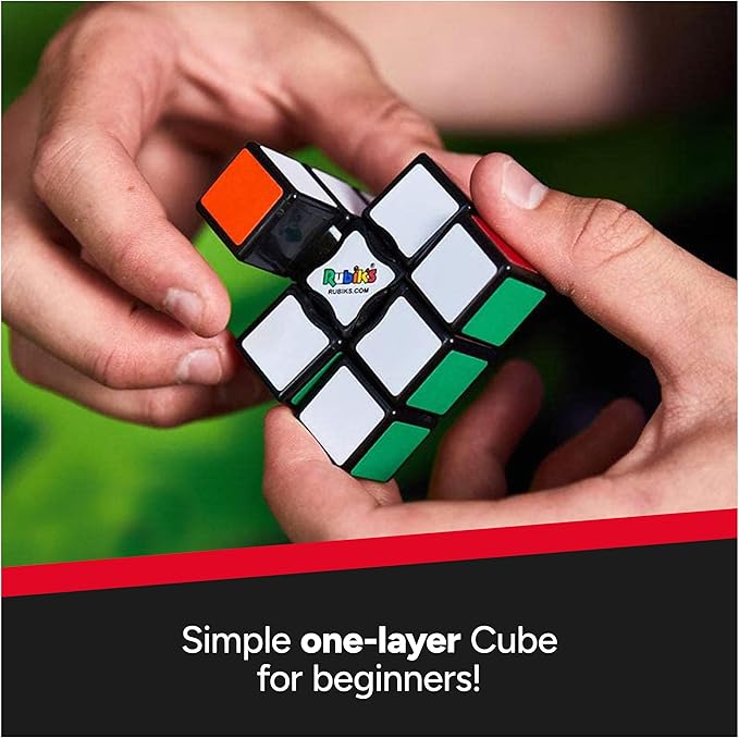 Rubik’s Cube, Edge, 3x3x1 Rubik’s Cube for Beginners Single Layer Puzzle Retro Educational Brain Teaser Travel Fidget Toy for Adults & Kids Ages 8+