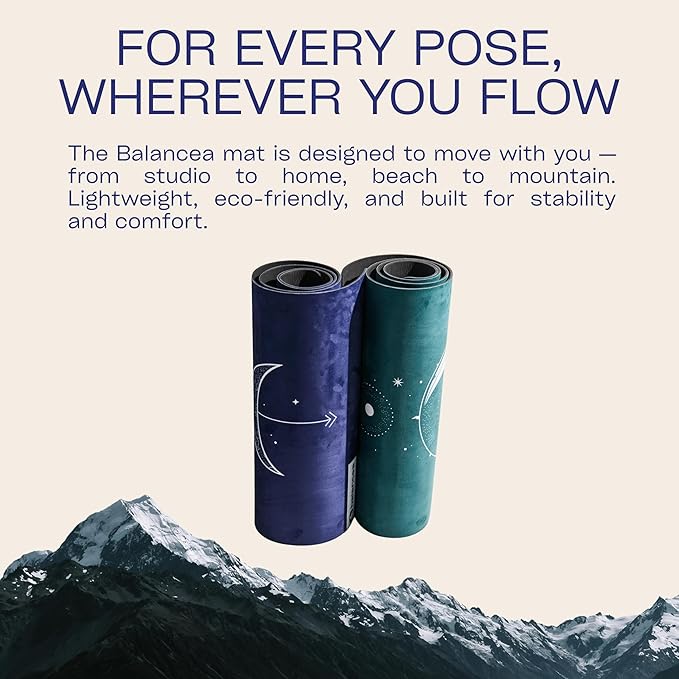 Yoga Mat With Strap 5mm Non Slip Suede & TPE - Eco-Friendly Fitness & Exercise Mat for Home Gym, Pilates, Hot Yoga, and Meditation - Lightweight Durable 72 x 24 inch Workout Mat for Women, Men