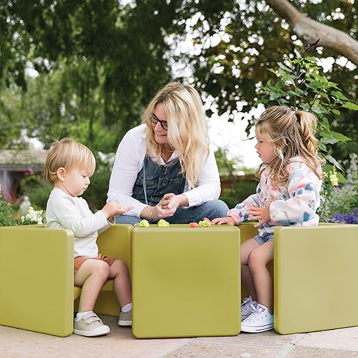 ECR4Kids Tri-Me 3-In-1 Cube Chair, Kids Furniture, Fern Green