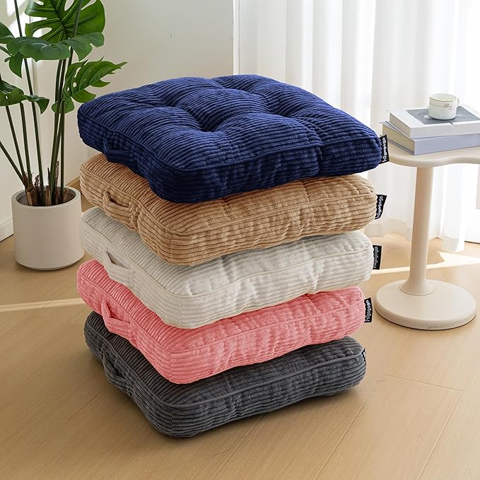 Washable Floor Pillow Cushion for Adults, Meditation Cushion Pillow, Large Square Floor Sitting, Removable Tufted Corduroy Cover, for Tatami Living Room or Yoga, 22x22 Inch, 2Pack, Machine Washable