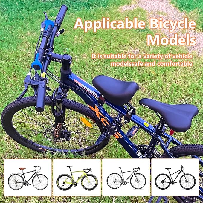 Kids Bike Seat Child Bike Seat Front Mount Toddler Bike Seat for 2-5 Years Child Bicycle Seats with Foot Pedals Compatible with All Adult Mountain Bikes