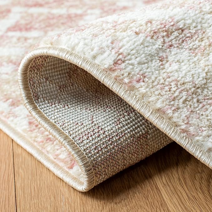 SAFAVIEH Adirondack Collection Accent Rug - 4' x 6', Rose & Gold, Modern Diamond Distressed Design, Non-Shedding & Easy Care, Ideal for High Traffic Areas in Entryway, Living Room, Bedroom (ADR131Q)