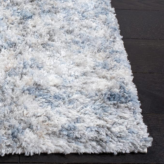 SAFAVIEH Berber Shag Collection Runner Rug - 2' x 14', Ivory & Beige, Modern Abstract Design, Non-Shedding & Easy Care, 1.2-inch Thick Ideal for High Traffic Areas in Living Room, Bedroom (BER274A)
