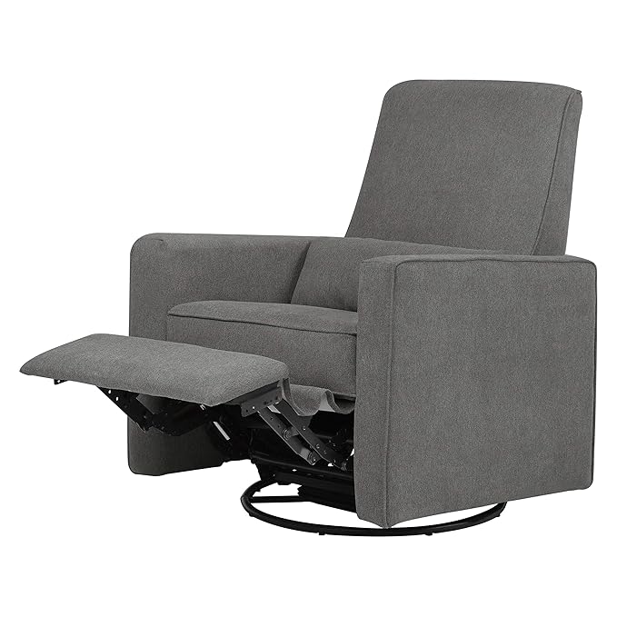 DaVinci Piper Upholstered Recliner and Swivel Glider in Dark Grey, Greenguard Gold & CertiPUR-US Certified