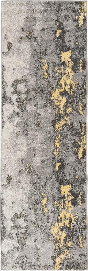 SAFAVIEH Adirondack Collection Runner Rug - 2'6" x 10', Grey & Yellow, Modern Abstract Design, Non-Shedding & Easy Care, Ideal for High Traffic Areas in Living Room, Bedroom (ADR134H)