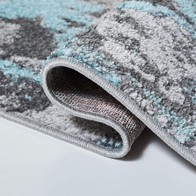 SAFAVIEH Adirondack Collection Area Rug - 8' x 10', Turquoise & Grey, Modern Abstract Design, Non-Shedding & Easy Care, Ideal for High Traffic Areas in Living Room, Bedroom (ADR134K)