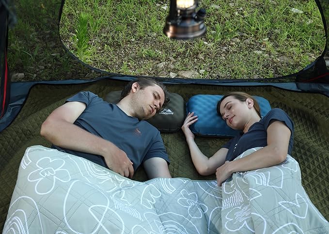 MARCHWAY Inflatable Camping Pillow with Soft Foam Top & TPU Air Bladder, Dual-Sided Support for All-Season, Lightweight Compact Travel Pillow for Hiking, Backpacking, Airplane, Car (Green)