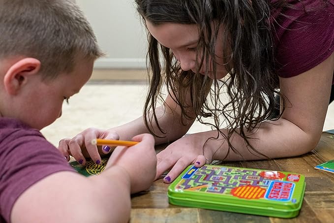 Bendon TS Shure Travel Games Mazes Mini Activity Tin with 20 Illustrated Activity Sheets and Pencil and Tin 50438