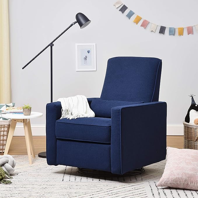 DaVinci Piper Upholstered Recliner and Swivel Glider in Navy, Greenguard Gold & CertiPUR-US Certified