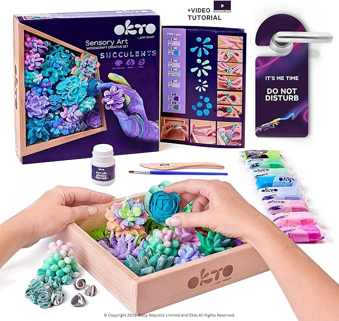 Art Kit Tenderness| Succulents Art Set 3D for Home Wall Decor | Craft Kits for Adults and Teen | Craft Box with Modeling Clay for Succulents | Hobby Kits Succulent DIY Kits