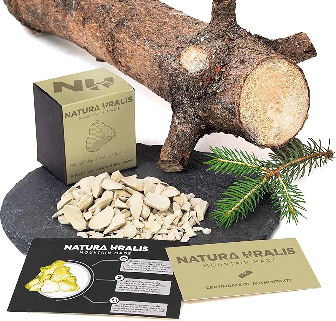 Siberian Yellow Clay | 35oz of Natural Yellow Clay, Pastel to Golden Yellow - Amazing Crunch, Satisfying Earthy, Velvety and Firm Texture, ASMR Sensation