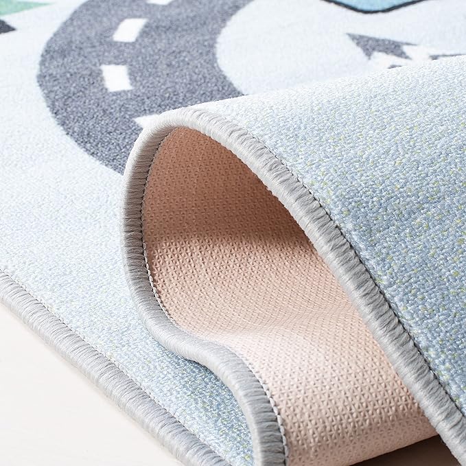SAFAVIEH Kids Play House Collection 3'3" Square Grey/Blue KPH226F Machine Washable Hopscotch Playroom Nursery Bedroom Area Rug