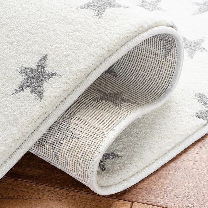 SAFAVIEH Carousel Kids Collection Runner Rug - 2'3" x 6', Ivory & Grey, Non-Shedding & Easy Care, Ideal for High Traffic Areas for Boys & Girls in Playroom, Nursery, Bedroom (CRK135A)