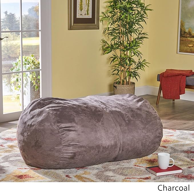 Christopher Knight Home Nyla Fabric Bean Bag, Charcoal, Small