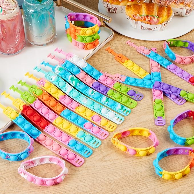 JOYIN Pop Fidget Toys pops Bulk 100 Pack Party Favors for Kids 4-8,8-12 Year, Fidget Bracelets Sensory Toys for Classroom Birthday Carnival Prizes Gifts Goodie Bags Stuffers for Kids