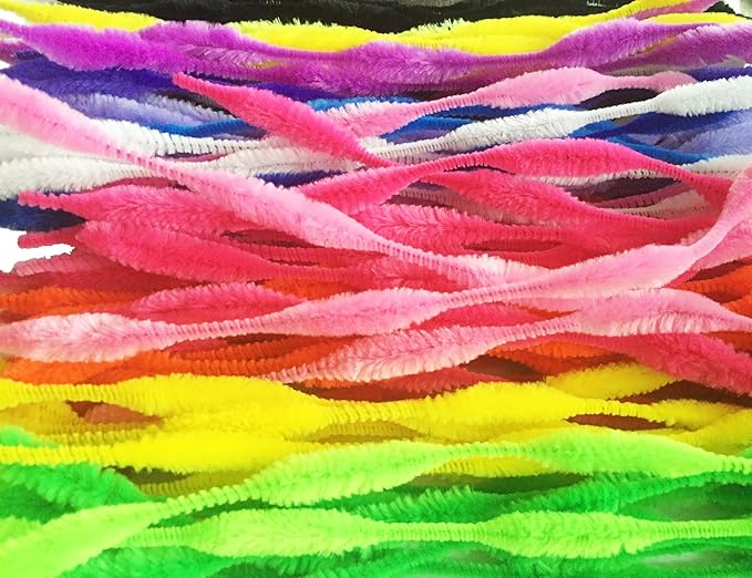 Pack of 100 Pipe Cleaners Fuzzy Bumpy Chenille Stems for Creative Handmade DIY Art Craft (Multicolor)