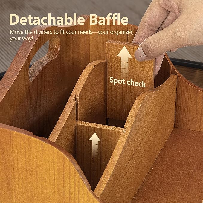 Pine Wood Mail Organizer For Desk - Rustic Mail Sorter With Drawer & Dividers 4-Slot Letter Sorter For File And Jewelry - Wooden Letter Holder For Desk Organization & Home Office Decor (Yellow)