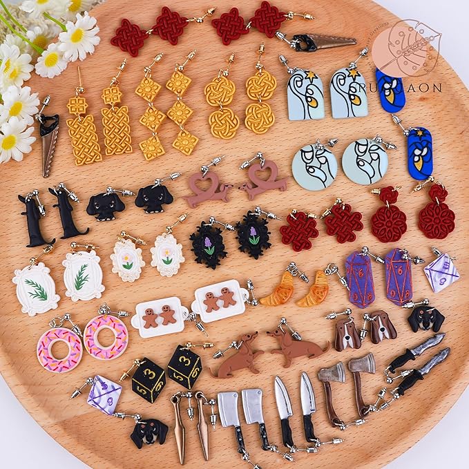 Puocaon Knot Polymer Clay Cutters - 10 Pcs Weave Knot Clay Cutters for Polymer Clay Earrings, Wicker Polymer Clay Cutters for Earrings Jewelry, Rattan Earrings Polymer Clay Cutters