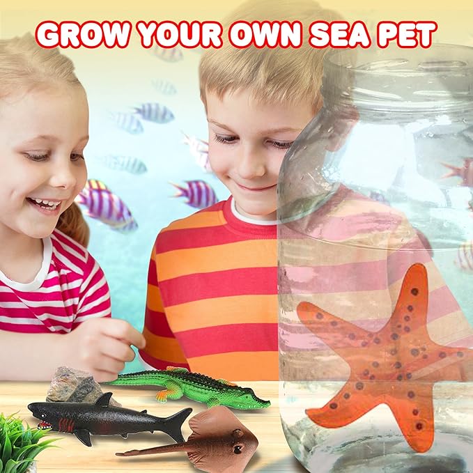 ArtCreativity Growing Sea Animals 6 Different Water Expanding Sea Creatures - Grows 6X Larger - Amazing Sensory Jelly-Like Toy - Fun and Educational Gift for Boys and Girls.