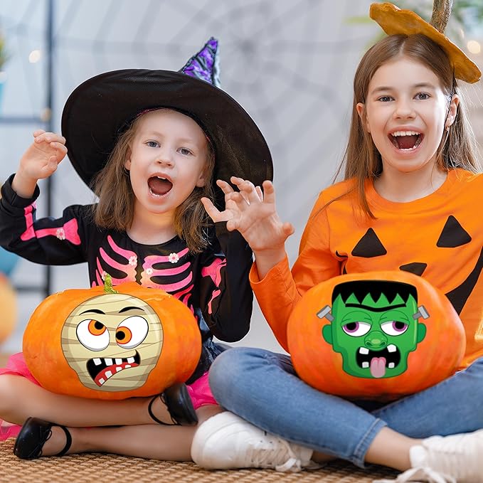 JOYIN 30 Pcs Halloween Make a Face Stickers for Kids, Halloween Party Favor, Party Craft Supplies, Fall Sticker Sheets with 6 Different Facial Expression, Classroom Art Activities Treat Games Goodies