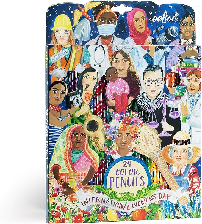 eeBoo: International Women's Day 24 Color Pencils, Multi, Inspires Artists of All Ages, Allows Doodling, Coloring, Sketching, or Creative Artwork, Artist Quality Colored Pencils