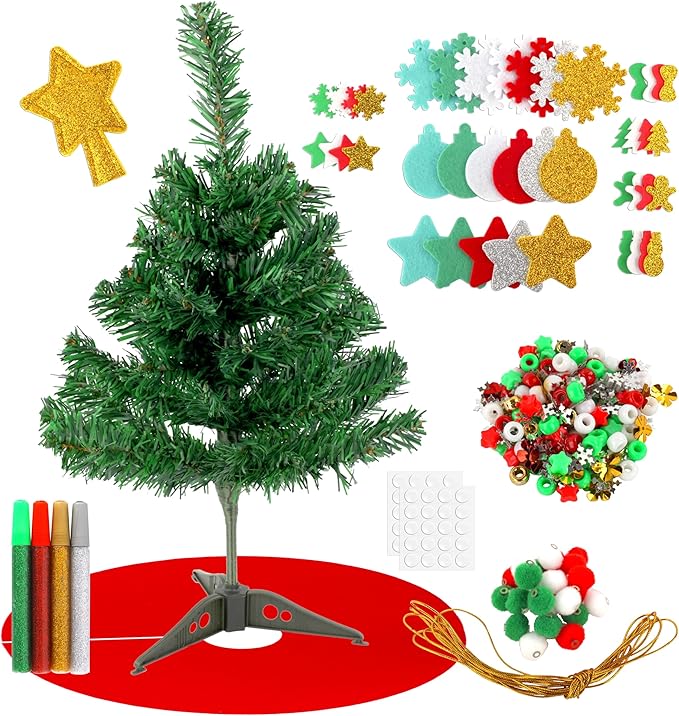 Kid Made Modern 3D Kids Christmas Tree Craft Set - DIY Christmas Ornaments Kits to Decorations for Home - Ideal Cute Fun Xmas Activities (Alternative to Felt Christmas Tree Wall)