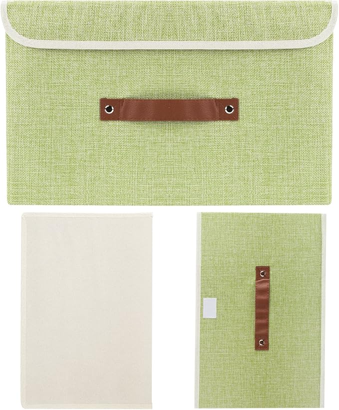 TYEERS Collapsible Storage Boxes, Washable Fabric Storage Bins with Lids, 14.9x9.8x9.8 inches, 2 Pack, Green