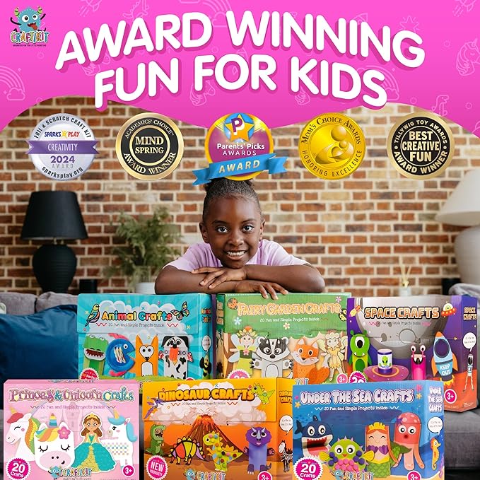 Craftikit® 20 Award-Winning Under The Sea Toddler Arts and Crafts for Girls Ages 4-8, Paper Craft Kits, Sea Animals, Mermaid Crafts for Girls Ages 4-6, Boys, Preschool Craft Supplies for Kids