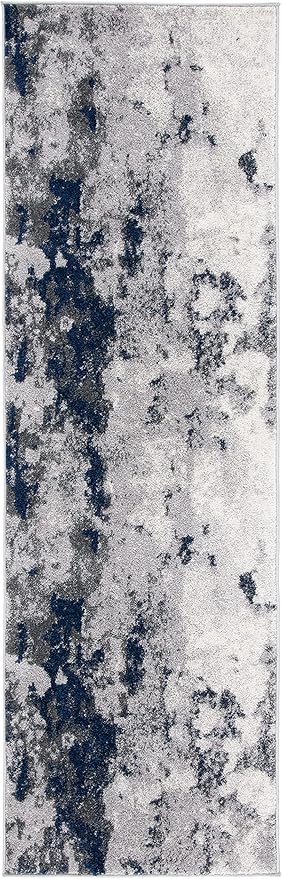 SAFAVIEH Adirondack Collection Runner Rug - 2'6" x 10', Navy & Grey, Modern Abstract Design, Non-Shedding & Easy Care, Ideal for High Traffic Areas in Living Room, Bedroom (ADR134N)
