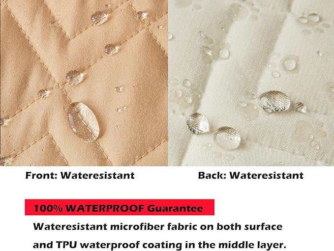 Ameritex Couch Sofa Slipcover 100% Waterproof Nonslip Quilted Furniture Protector Slipcover for Dogs, Children, Pets Sofa Slipcover Machine Washable (Sand, 68")