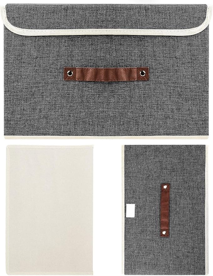 TYEERS Foldable Storage Boxes with Lids 5 Pack Fabric Storage Bins with Lids, Closet Organizers for Clothes Storage, Room Organization, Office Storage, Toys - Black