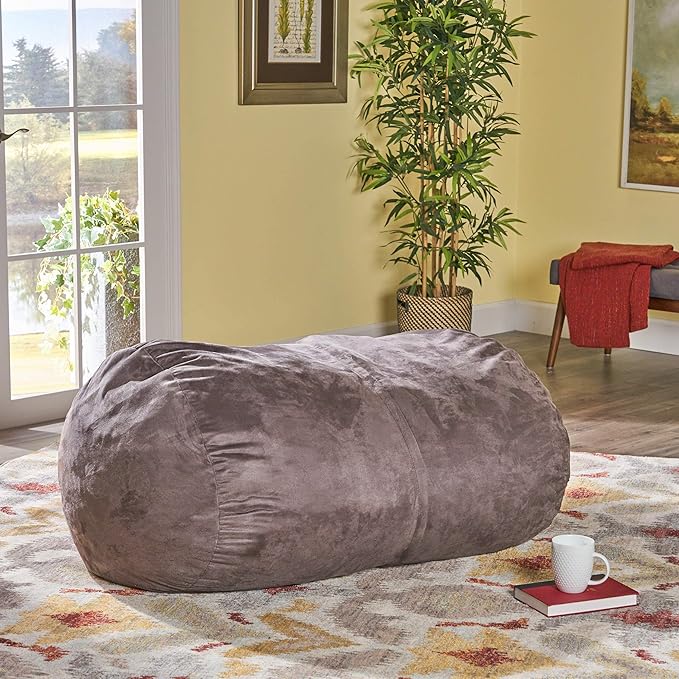 Christopher Knight Home Nyla Fabric Bean Bag, Charcoal, Small