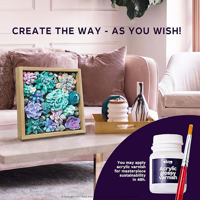 Art Kit Tenderness| Succulents Art Set 3D for Home Wall Decor | Craft Kits for Adults and Teen | Craft Box with Modeling Clay for Succulents | Hobby Kits Succulent DIY Kits