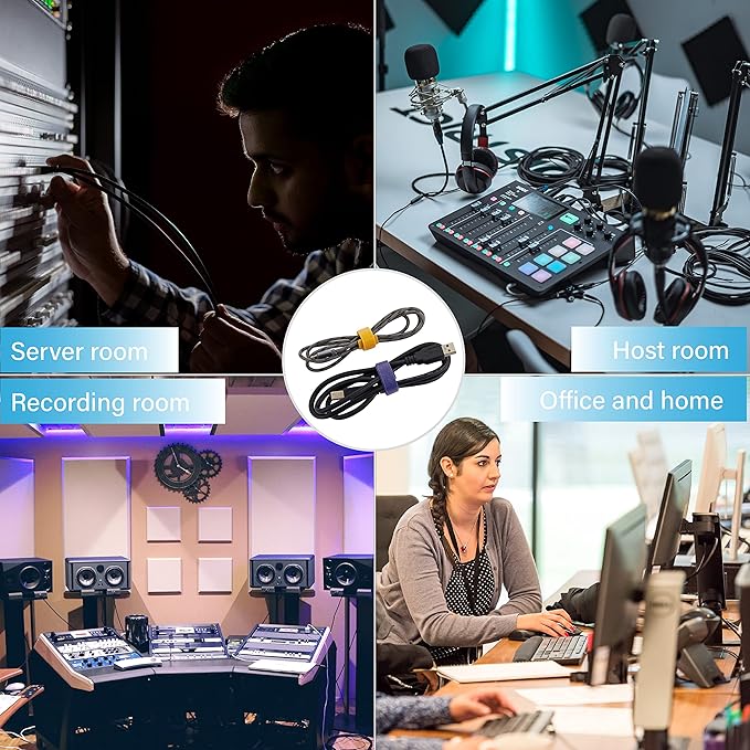 NBTORCH 120 PCS Reusable Cable Ties with Hook and Loop, Multi-purpose Adjustable Cable Management Wire Ties Cable Straps for Organizing Home, Office and Data Centers (Black, 4"-6"-8")