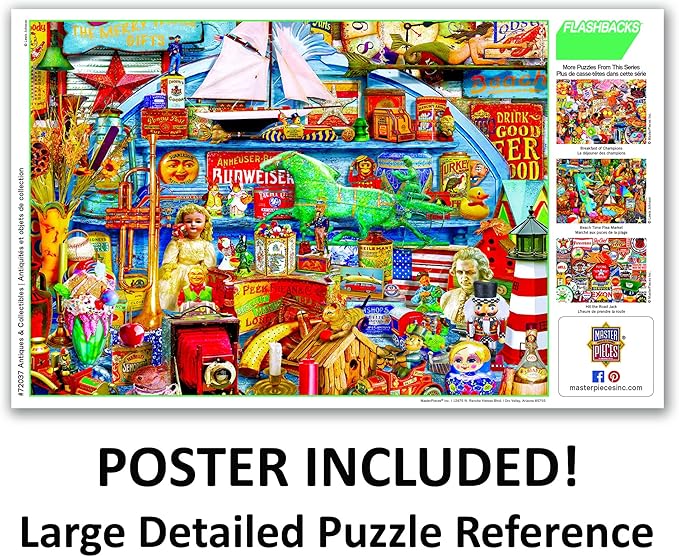 MasterPieces - 1000 Piece Jigsaw Puzzle, Antiques and Collectibles, Fun for Adults, Family, Kids, Non-Glare Finish, 19.25" x 26.75"