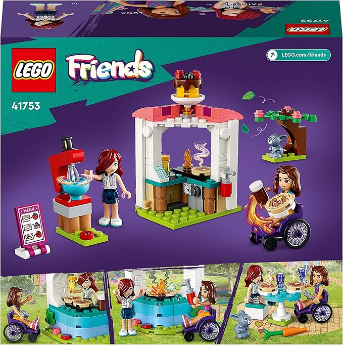 LEGO Friends 41753 Pancake Shop Set, Creative Toy for Boys and Girls from 6 Years with Paisley and Luna Mini Dolls and Rabbit Figure, Gift for Children