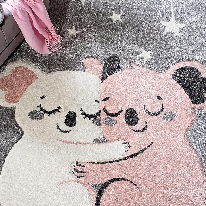 SAFAVIEH Carousel Kids Collection Runner Rug - 2' x 8', Grey & Ivory, Koala Design, Non-Shedding & Easy Care, Ideal for High Traffic Areas for Boys & Girls in Playroom, Nursery, Bedroom (CRK195F)