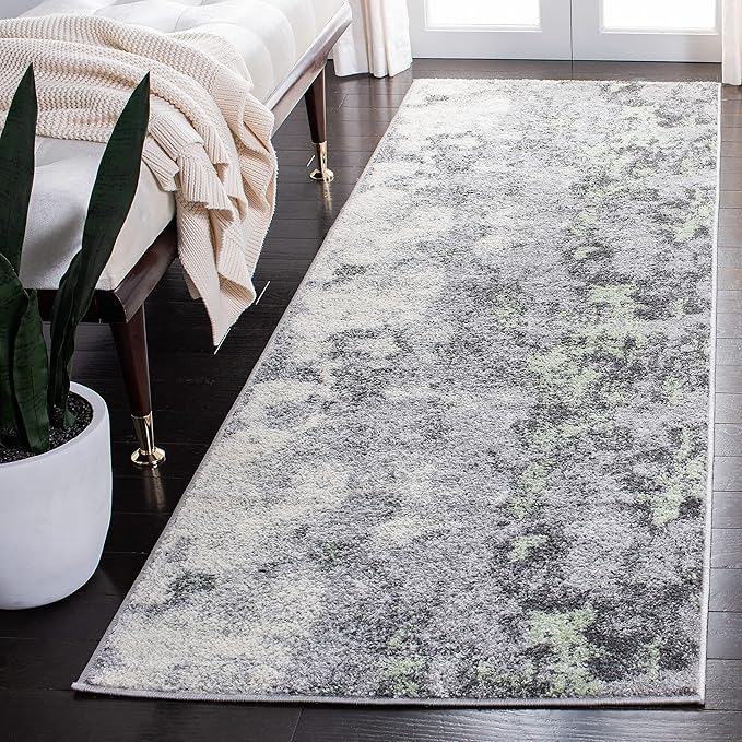 SAFAVIEH Adirondack Collection Runner Rug - 2'6" x 6', Green & Grey, Modern Abstract Design, Non-Shedding & Easy Care, Ideal for High Traffic Areas in Living Room, Bedroom (ADR134F)