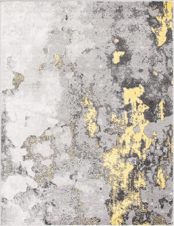 SAFAVIEH Adirondack Collection Area Rug - 9' x 12', Grey & Yellow, Modern Abstract Design, Non-Shedding & Easy Care, Ideal for High Traffic Areas in Living Room, Bedroom (ADR134H)
