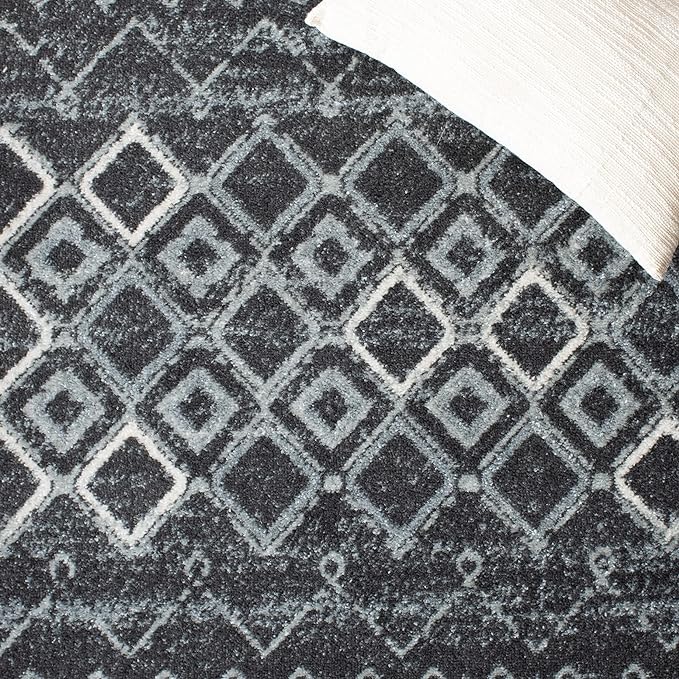 SAFAVIEH Amsterdam Collection Runner Rug - 2'3" x 8', Dark Grey & Light Grey, Moroccan Boho Design, Non-Shedding & Easy Care, Ideal for High Traffic Areas in Living Room, Bedroom (AMS108J)