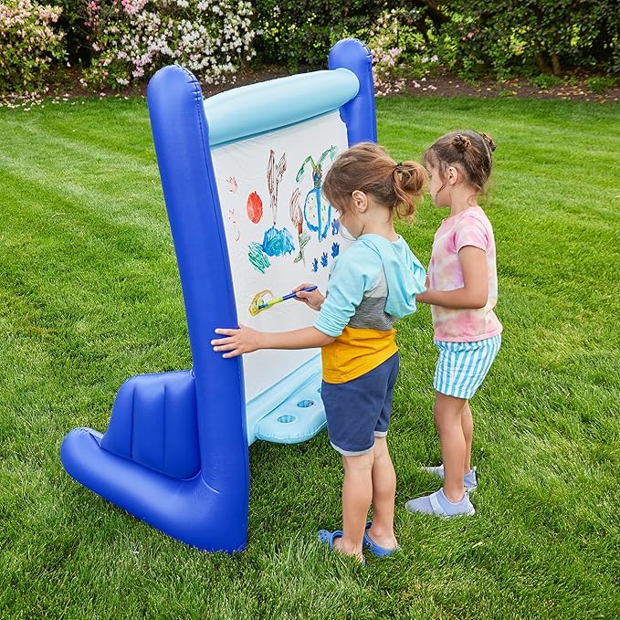 Hearthsong Double-Sided Inflatable Kids Art Easel, Outdoor & Indoor Paint Station, Creative Coloring, Drawing and Painting Art Easel for Kids and Toddlers, Ideal for Arts & Crafts Fun