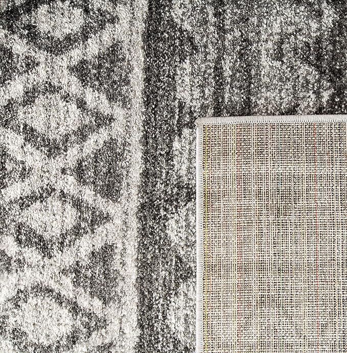 SAFAVIEH Adirondack Collection Area Rug - 4' Square, Ivory & Charcoal, Moroccan Boho Distressed Design, Non-Shedding & Easy Care, Ideal for High Traffic Areas in Living Room, Bedroom (ADR119N)