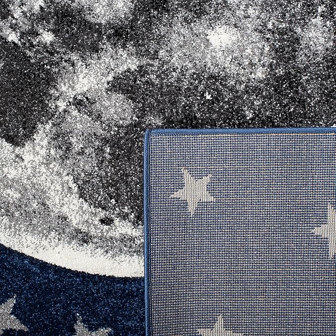 SAFAVIEH Carousel Kids Collection Runner Rug - 2' x 8', Navy & Grey, Non-Shedding & Easy Care, Ideal for High Traffic Areas for Boys & Girls in Playroom, Nursery, Bedroom (CRK135N)