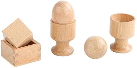 Adena Montessori Inspired 3D Object Fitting Exercise - Wooden Toys for Fine Motor Skills - 6-12 Months Educational Baby Toy Set