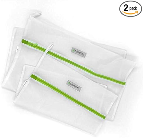 Heritage Park Fine Mesh Laundry Bags - Micro Mesh for Safely Washing Delicates, Wide Bottom for Extra Space, Hidden Zipper and Hanging Storage Loop - Multi Pack (1 Small 15" x 18", 1 Large (20" x 24")