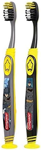 Colgate Batman Toothbrush for Children with Suction Cup, Kids 5+ Years Old, Extra Soft, Pack of 6