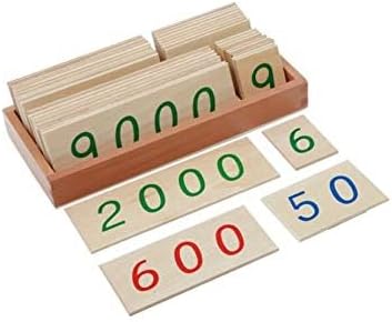 Adena Montessori Materials-Small Wooden Number Cards with Box (1-9000)