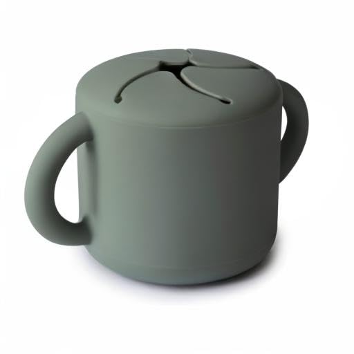 mushie Silicone Snack Cup | Spill Proof Food Container for Toddler and Baby (Dried Thyme)